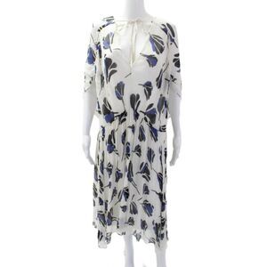 Grey Jason Wu Womens Silk V Neck Floral Lightweight Kaftan Dress White Size 6